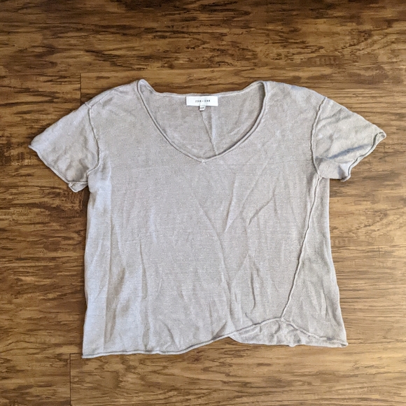 Anthropologie John & Jenn Gray Linen Crop Top - Picture 1 of 15